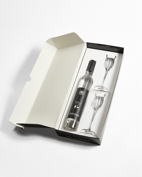 Geschenkkarton für 0,35l Flasche mit 2 Gläser